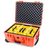 Pelican 1560 Case, Orange Yellow Padded Microfiber Dividers with Convolute Lid Foam ColorCase 015600-0010-150-150