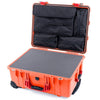 Pelican 1560 Case, Orange with Red Handles & Latches Pick & Pluck Foam with Computer Pouch ColorCase 015600-0201-150-320