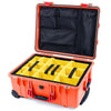 Pelican 1560 Case, Orange with Red Handles & Latches Yellow Padded Microfiber Dividers with Mesh Lid Organizer ColorCase 015600-0110-150-320