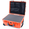 Pelican 1560 Case, Orange with Silver Handles & Latches Pick & Pluck Foam with Mesh Lid Organizer ColorCase 015600-0101-150-180