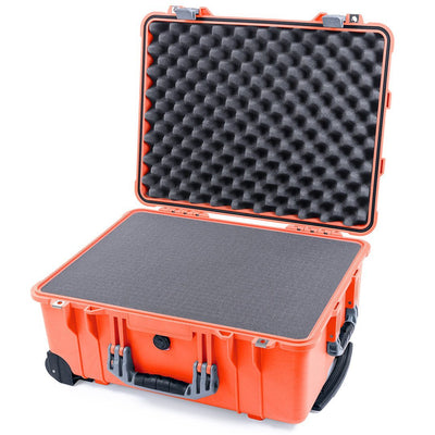 Pelican 1560 Case, Orange with Silver Handles & Latches Pick & Pluck Foam with Convolute Lid Foam ColorCase 015600-0001-150-180