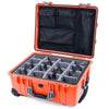 Pelican 1560 Case, Orange with Silver Handles & Latches Gray Padded Microfiber Dividers with Mesh Lid Organizer ColorCase 015600-0170-150-180