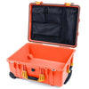 Pelican 1560 Case, Orange with Yellow Handles & Latches Mesh Lid Organizer Only ColorCase 015600-0100-150-240