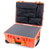 Pelican 1560 Case, Orange with Yellow Handles & Latches Pick & Pluck Foam with Computer Pouch ColorCase 015600-0201-150-240