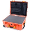 Pelican 1560 Case, Orange with Yellow Handles & Latches Pick & Pluck Foam with Mesh Lid Organizer ColorCase 015600-0101-150-240