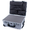 Pelican 1560 Case, Silver with Black Handles & Latches Pick & Pluck Foam with Computer Pouch ColorCase 015600-0201-180-110