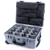 Pelican 1560 Case, Silver with Black Handles & Latches Gray Padded Microfiber Dividers with Computer Pouch ColorCase 015600-0270-180-110