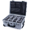 Pelican 1560 Case, Silver with Black Handles & Latches Gray Padded Microfiber Dividers with Mesh Lid Organizer ColorCase 015600-0170-180-110