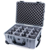 Pelican 1560 Case, Silver with Black Handles & Latches Gray Padded Microfiber Dividers with Convolute Lid Foam ColorCase 015600-0070-180-110
