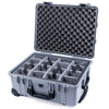 Pelican 1560 Case, Silver with Black Handles & Latches Gray Padded Microfiber Dividers with Convolute Lid Foam ColorCase 015600-0070-180-110