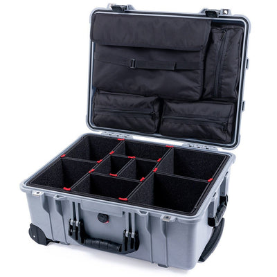 Pelican 1560 Case, Silver with Black Handles & Latches TrekPak Divider System with Computer Pouch ColorCase 015600-0220-180-110