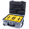 Pelican 1560 Case, Silver with Black Handles & Latches Yellow Padded Microfiber Dividers with Computer Pouch ColorCase 015600-0210-180-110