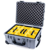 Pelican 1560 Case, Silver with Black Handles & Latches Yellow Padded Microfiber Dividers with Convolute Lid Foam ColorCase 015600-0010-180-110