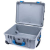 Pelican 1560 Case, Silver with Blue Handles & Latches None (Case Only) ColorCase 015600-0000-180-120