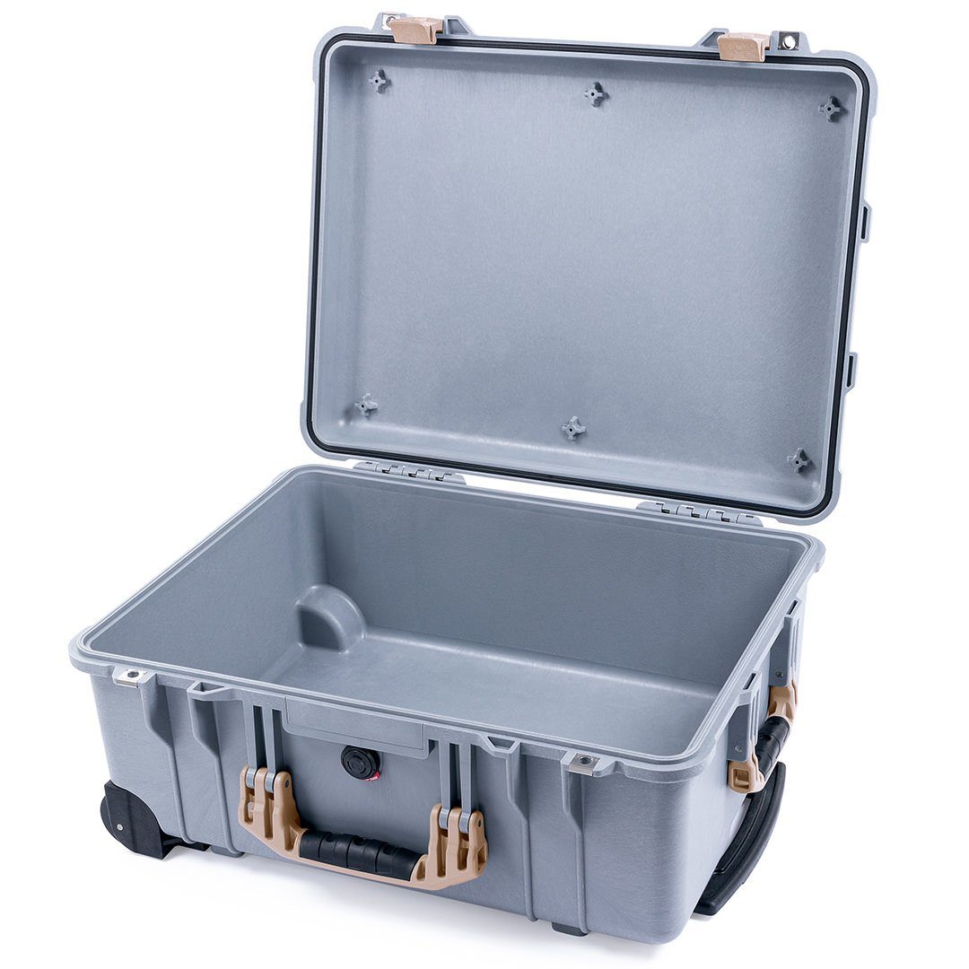 Pelican 1560 Case, Silver with Desert Tan Handles &amp; Latches None (Case Only) ColorCase 015600-0000-180-310
