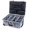 Pelican 1560 Case, Silver with Desert Tan Handles & Latches Gray Padded Microfiber Dividers with Computer Pouch ColorCase 015600-0270-180-310