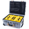 Pelican 1560 Case, Silver with Desert Tan Handles & Latches Yellow Padded Microfiber Dividers with Mesh Lid Organizer ColorCase 015600-0110-180-310