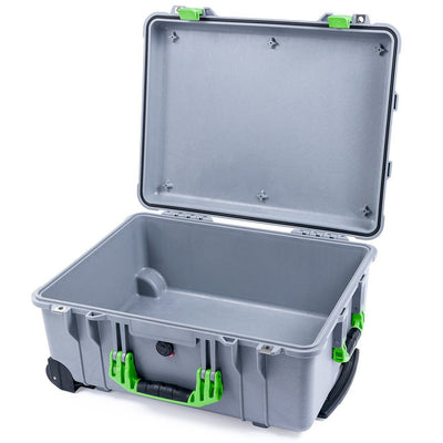 Pelican 1560 Case, Silver with Lime Green Handles & Latches None (Case Only) ColorCase 015600-0000-180-300