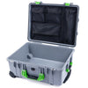 Pelican 1560 Case, Silver with Lime Green Handles & Latches Mesh Lid Organizer Only ColorCase 015600-0100-180-300