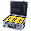 Pelican 1560 Case, Silver with OD Green Handles & Latches Yellow Padded Microfiber Dividers with Mesh Lid Organizer ColorCase 015600-0110-180-130