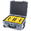 Pelican 1560 Case, Silver with OD Green Handles & Latches Yellow Padded Microfiber Dividers with Convolute Lid Foam ColorCase 015600-0010-180-130