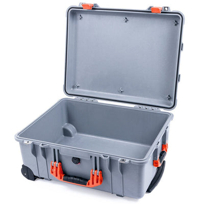 Pelican 1560 Case, Silver with Orange Handles & Latches None (Case Only) ColorCase 015600-0000-180-150