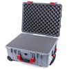 Pelican 1560 Case, Silver with Red Handles & Latches Pick & Pluck Foam with Convolute Lid Foam ColorCase 015600-0001-180-320