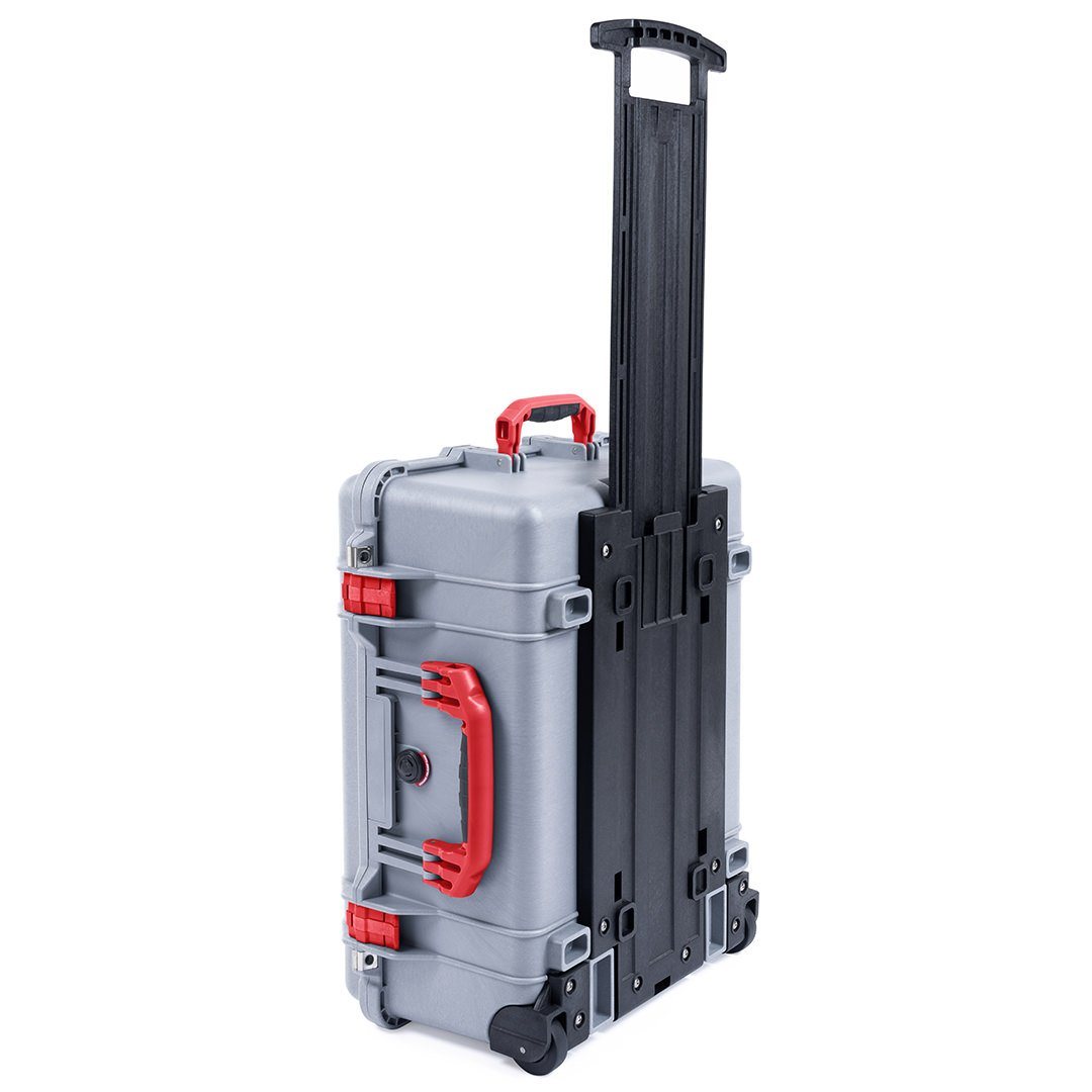 Pelican 1560 Case, Silver with Red Handles &amp; Latches ColorCase 