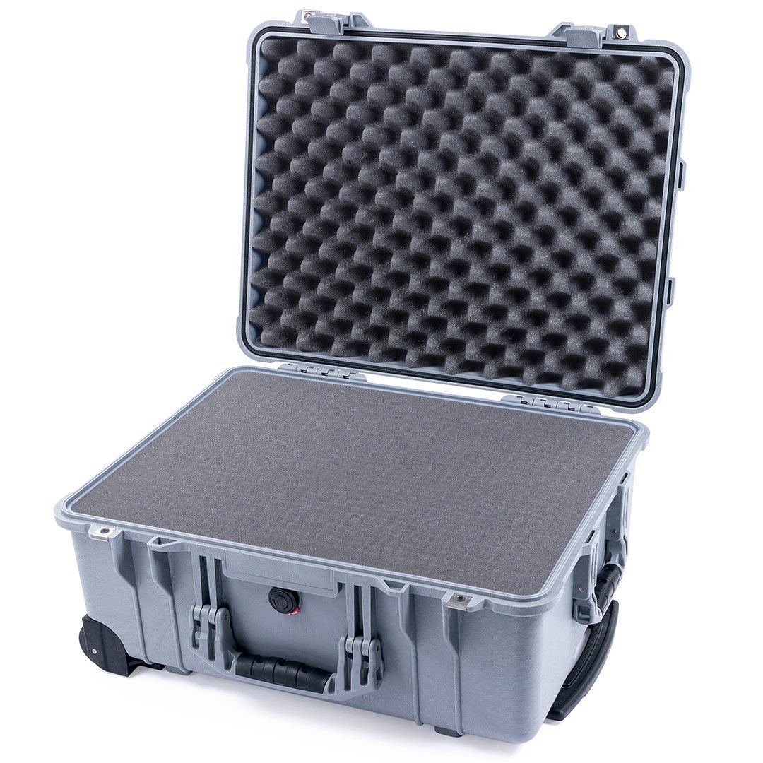 Pelican 1560 Case, Silver Pick &amp; Pluck Foam with Convolute Lid Foam ColorCase 015600-0001-180-180