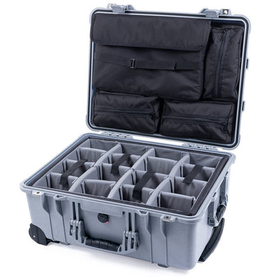Pelican 1560 Case, Silver Gray Padded Microfiber Dividers with Computer Pouch ColorCase 015600-0270-180-180