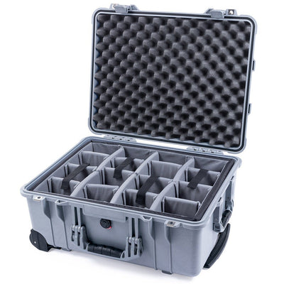 Pelican 1560 Case, Silver Gray Padded Microfiber Dividers with Convolute Lid Foam ColorCase 015600-0070-180-180