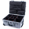 Pelican 1560 Case, Silver TrekPak Divider System with Computer Pouch ColorCase 015600-0220-180-180