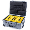 Pelican 1560 Case, Silver Yellow Padded Microfiber Dividers with Computer Pouch ColorCase 015600-0210-180-180