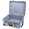 Pelican 1560 Case, Silver with Yellow Handles & Latches None (Case Only) ColorCase 015600-0000-180-240