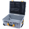 Pelican 1560 Case, Silver with Yellow Handles & Latches Mesh Lid Organizer Only ColorCase 015600-0100-180-240