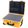 Pelican 1560 Case, Yellow with Black Handles & Latches Pick & Pluck Foam with Mesh Lid Organizer ColorCase 015600-0101-240-110