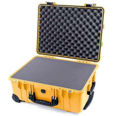 Pelican 1560 Case, Yellow with Black Handles & Latches Pick & Pluck Foam with Convolute Lid Foam ColorCase 015600-0001-240-110