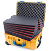 Pelican 1560 Case, Yellow with Blue Handles & Latches Custom Tool Kit (6 Foam Inserts with Convolute Lid Foam) ColorCase 015600-0060-240-120