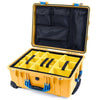 Pelican 1560 Case, Yellow with Blue Handles & Latches Yellow Padded Microfiber Dividers with Mesh Lid Organizer ColorCase 015600-0110-240-120