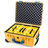 Pelican 1560 Case, Yellow with Blue Handles & Latches Yellow Padded Microfiber Dividers with Convolute Lid Foam ColorCase 015600-0010-240-120