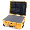 Pelican 1560 Case, Yellow with Desert Tan Handles & Latches Pick & Pluck Foam with Mesh Lid Organizer ColorCase 015600-0101-240-310