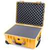 Pelican 1560 Case, Yellow with Desert Tan Handles & Latches Pick & Pluck Foam with Convolute Lid Foam ColorCase 015600-0001-240-310