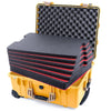 Pelican 1560 Case, Yellow with Desert Tan Handles & Latches Custom Tool Kit (6 Foam Inserts with Convolute Lid Foam) ColorCase 015600-0060-240-310