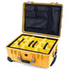 Pelican 1560 Case, Yellow with Desert Tan Handles & Latches Yellow Padded Microfiber Dividers with Mesh Lid Organizer ColorCase 015600-0110-240-310