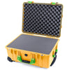 Pelican 1560 Case, Yellow with Lime Green Handles & Latches Pick & Pluck Foam with Convolute Lid Foam ColorCase 015600-0001-240-300