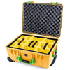 Pelican 1560 Case, Yellow with Lime Green Handles & Latches Yellow Padded Microfiber Dividers with Convolute Lid Foam ColorCase 015600-0010-240-300