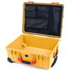 Pelican 1560 Case, Yellow with Orange Handles & Latches Mesh Lid Organizer Only ColorCase 015600-0100-240-150