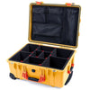 Pelican 1560 Case, Yellow with Orange Handles & Latches TrekPak Divider System with Mesh Lid Organizer ColorCase 015600-0120-240-150