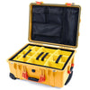 Pelican 1560 Case, Yellow with Orange Handles & Latches Yellow Padded Microfiber Dividers with Mesh Lid Organizer ColorCase 015600-0110-240-150