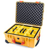 Pelican 1560 Case, Yellow with Orange Handles & Latches Yellow Padded Microfiber Dividers with Convolute Lid Foam ColorCase 015600-0010-240-150
